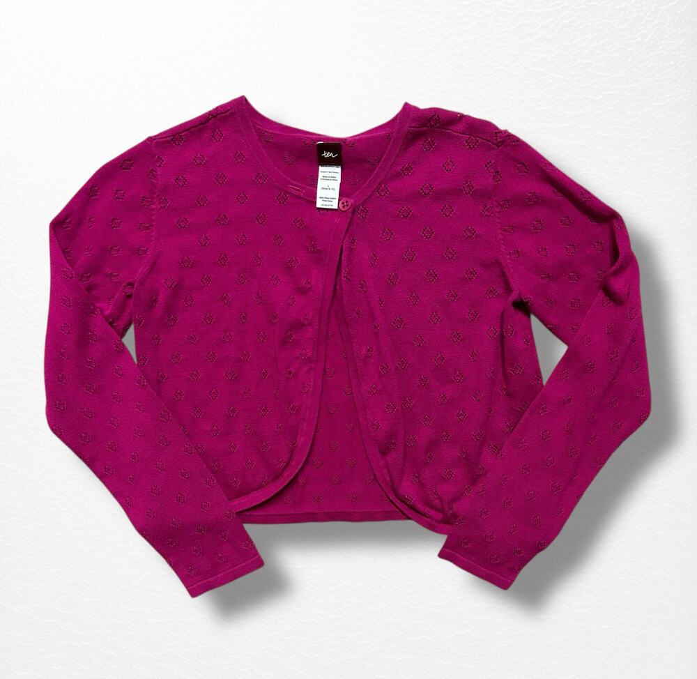 Tea Collection Pointelle Cropped Cardigan, Size 8/10